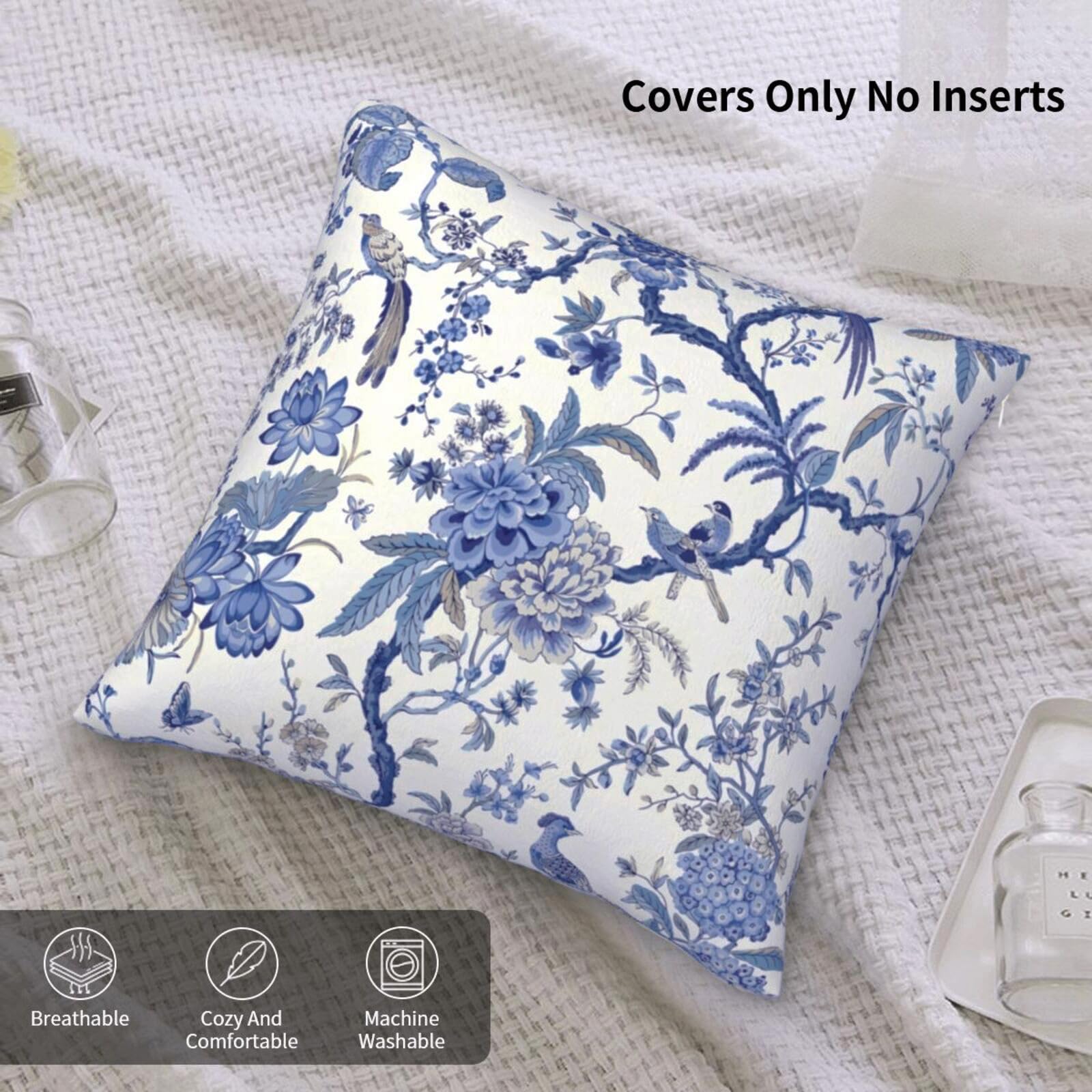 Amazon.co.jp: (シノワズリー) Chinoiserie クッションカバー ブルーと